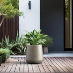 Kante Small Round Curved Weathered Concrete Planter 11.8" Dia, Outdoor - Image 3
