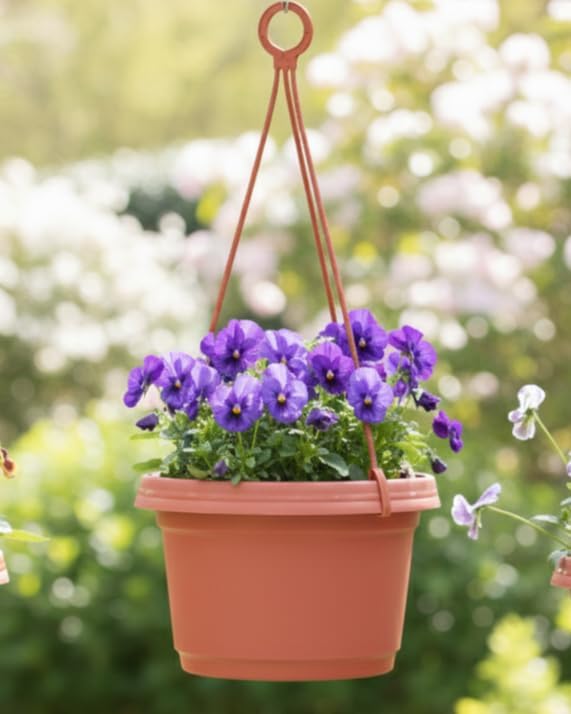 Plastic Hanging Flower Pot 11 inch Terra Cotta 5 Pack - Image 4