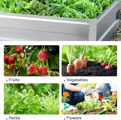 Galvanized Raised Garden Bed, Metal Planter Box Bottomless for Backyard,5.6 * 3 * 1 FT,Silver - Image 4