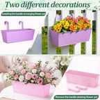6 Pack Hanging Flower Pot Colorful Metal Iron Bucket Fence Hanging Planters with Detachable Hook Bucket Flower Holder for Railing Balcony Garden Yard Spring Decor (16.1 x 5.1 x 5.1 in,Square) - Image 4
