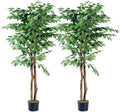 VECELO Artificial Ficus Tree with Sturdy Nursery Pot, 6FT Faux Silk Plant for Indoor Outdoor Home Garden Decor, 2 Pack by VECELO