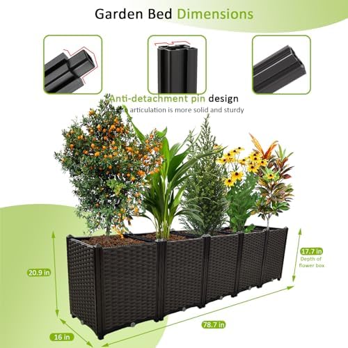 Large Planters for Outdoor Plants Rectangular Raised Garden Bed Elevated Planter Boxes Patio Balcony Deck for Planting Flowers, Vegetables, Tomatoes, and Herbs - Image 3