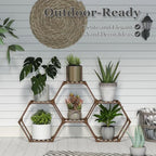 Tikea Hexagonal Indoor Outdoor Plant Stand, 6-Tier Wooden Plant Shelf - Image 3