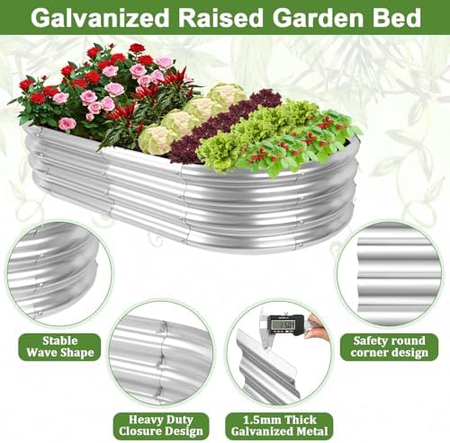 Galvanized Raised Bed with Cucumber Trellis, Garden Arch Trellis Outdoor Reusable A-Frame Metal Trellis with Trellis Net for Pea Vegetable Bean Grape Vines Flowers Climbing Plants Stand Support - Image 6
