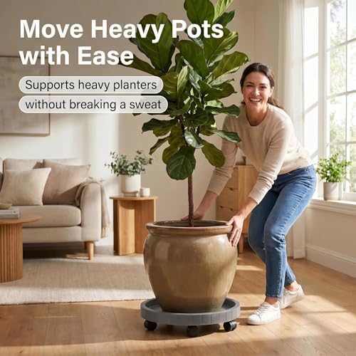 20.5 Inch Planter Caddies Rolling Saucer Caddy with Wheels, Heavy Duty Wheeled Stand for Potted Plant, Round Coaster Roller Base Tray with Casters, Flower Pot Dolly Holder for Indoor Outdoor - Image 6