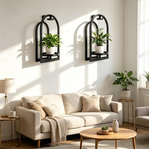 Hyindoor Wall Plant Holder with Grow Light & Remote Control, Wall planters for indoor plants, Wall Mounted Hanging Planter, Plant Wall Shelf Frame for Living Room, 2 Pack - Image 6