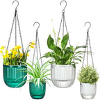 4 Pcs 6.5'' 4.5'' Hanging Self Watering Pot for Indoor Plant, Green, Clear by Maxcheck