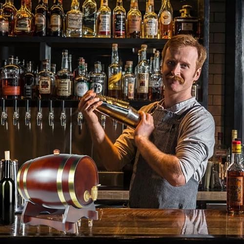 1.5L Oak Aging Barrel Dispenser - Home Whiskey Decanter for Wine, Spirits, Beer & Liquor (Chocolate Color) - Image 7