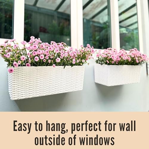 LaLaGreen Window Boxes Planter (20in, 4 Pack) Outdoor Wall Hanging Planters - Image 3