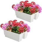 Railing Planter Box 2-Pack - 20.75-Inch Flower Boxes with Removable Drainage Inserts - 6-Gallon Outdoor Planters for Porch, Deck, or Balcony Decor, Fits Rail 3” - 4” by Pure Garden (White) - Image 2