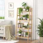 Homykic Bamboo Ladder Shelf and Closet System Bundle, Natural - Image 2