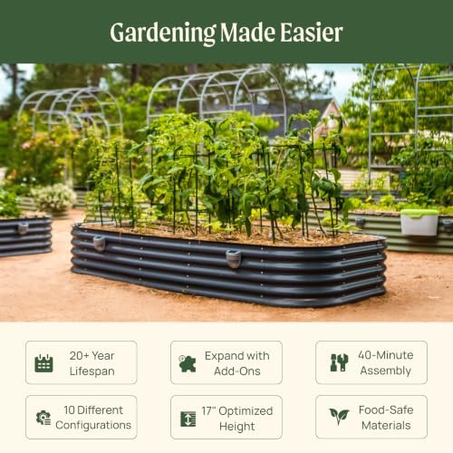 Vego garden Raised Garden Bed Kit, 17" Tall 10 in 1 Jumbo Modular Metal Raised Garden Beds, Metal Planter Box for Vegetables, Flowers, Herbs, Olive Green - Image 2