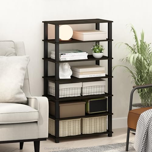 Furinno Turn-N-Tube Storage Shelves Set of 2, 4-Tier Stackable Standing Shelf, Open Corner Shelf, for Organization and Storage, Living Room, Garage, Home Office, Espresso - Image 3