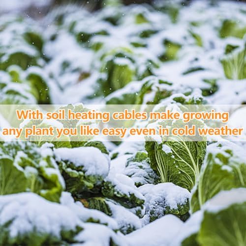 118Ft Soil Heating Cable with Thermostat, Rubber Heated Warming Cable for Seed Starting, Outdoor Greenhouse, Cold Frame & Garden Beds, Plant Root Winter Protection Kit Includes Ground Stakes - Image 4