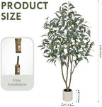 Eucalyptus Trees Artificial Indoor - 6FT Tall Faux Eucalyptus Plants in White Planter, Fake Plant Décor for Farmhouse Bedroom Office Room Hallway Decoration - Image 2