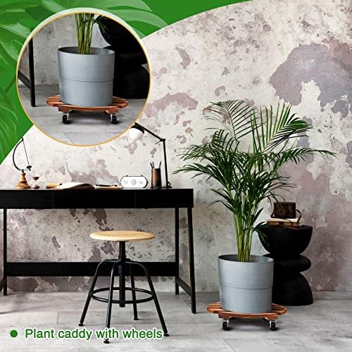 Taiyin 2 Pack 16 Inch Wooden Rolling Plant Caddy, 220 Lbs Lockable Wheels - Image 6