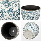 Vintage Flower Pot Blue and White Plant Pot Large Ceramic Planters for Indoor Plants Pots with Drainage Shabby Chic Planter Pots for Succulents Cactus Herb Snake Plants Outdoor Garden, 7.6/5.5 Inch - Image 6