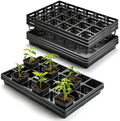 RooTrimmer 24 Cell Nursery Pots Trays (17"x11"x2") with Plastic Flat Seed Starter Trays, Durable Carrying Seedling Starter Tray, Reusable Planting Tray for Holding 2.7 inch Nursery Pots, 3 Sets Combo by RooTrimmer