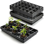 RooTrimmer 24 Cell Nursery Pots Trays (17"x11"x2") with Plastic Flat Seed Starter Trays, Durable Carrying Seedling Starter Tray, Reusable Planting Tray for Holding 2.7 inch Nursery Pots, 3 Sets Combo by RooTrimmer