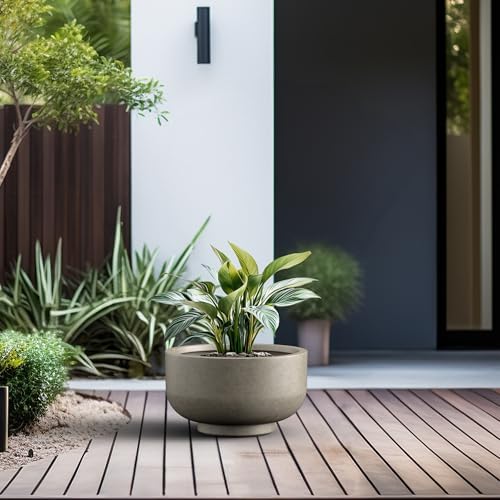 Kante Small Round Pedestal Weathered Concrete Planter 13.8" Dia, Outdoor - Image 6
