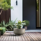 Kante Small Round Pedestal Weathered Concrete Planter 13.8" Dia, Outdoor - Image 6