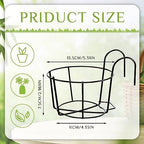 Wesiti 10 Pcs Round Hanging Railing Planters Outdoor Balcony Planters Metal Hanging Baskets Flower Pot Holder for Fence Indoor Porch Shelf Container(5.3 Inch,Black) - Image 2