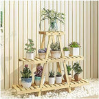 Atkits 3 Tier Ladder Shelf for Plants Bamboo Standing Shelf Plant Stand Indoor Ladder Style for Corner Balcony Window Patio Living Room,Primary,3 Tier by Unknown