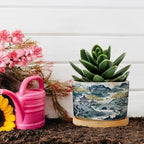 Trend Dragon and Print Planter Ceramic Chinoiserie Asian Inspired Round Plant Pot with Drainage Holes and Bamboo Tray Pot for Outdoor Garden Home Plant - Image 5