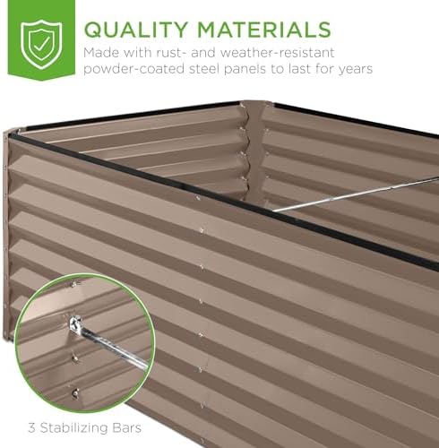 Best Choice Products 8x4x2ft Outdoor Metal Raised Garden Bed, Deep Root Planter Box for Vegetables, Herbs & Flowers, 478-Gallon Capacity, 100% Non Toxic Materials - Taupe - Image 6