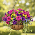 4 Pack 14 Inch Metal Hanging Planter Basket，Natural Round Coconut Hanging Plant Flower Pot，Coconut Coir Planter for Hanging Basket Flowers/Vegetables Home Garden Patio Decoration Flower - Image 2