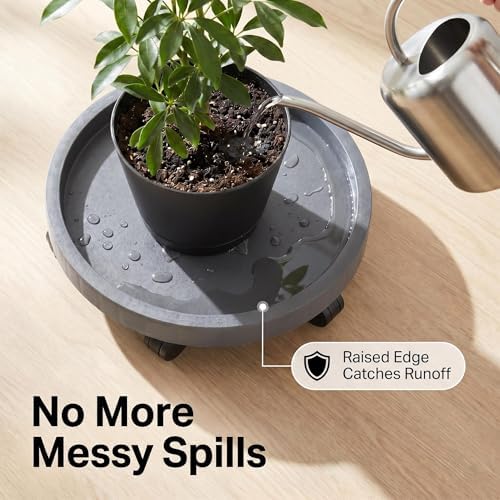 17.5 Inch Planter Caddies Rolling Saucer Caddy with Wheels, Heavy Duty Wheeled Stand for Potted Plant, Round Coaster Roller Base Tray with Casters, Flower Pot Dolly Holder for Indoor Outdoor - Image 2