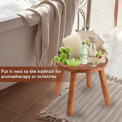 Round Solid Wooden Stool,Plant Stand,Step Stool,Walnut,10" H - Image 5