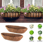 2 Pack Trough Coco Liner Fiber Replacement for Planters, 24/30/36/48 inch Half Moon Coconut Coir Planter for Window Box/Hanging Trough Planter, Garden Flower Vegetables Pot, Fence Flower Baskets - Image 3
