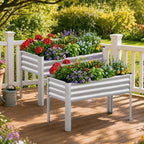 COMHOMA 2 Pack Raised Garden Bed with Legs 4x2x2.5ft,Large Elevated Galvanized Metal Planter Box with Drainage Holes,Outdoor Growing Kit with Gloves Tools for Backyard Patio Lawn,Sliver by ComHoma