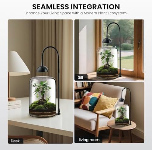 Glass Plant Terrarium, LED Grow Light, Adjustable Ventilation - Image 4