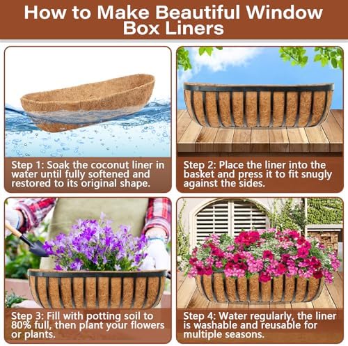 Legigo 4 Pack Trough Coco Liners for Planters- 36 Inch Window Box Liners - Image 4