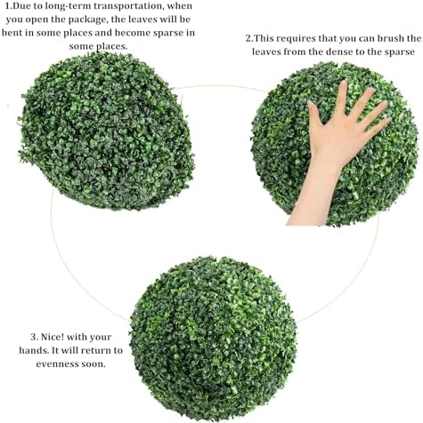 Artificial Plant Topiary Ball 15in, Faux Boxwood Balls, Boxwood Balls Outdoor, All-Year Green Faux Plant Decorative Balls for Backyard, Balcony,Garden, Wedding and Home DéCor - Image 7