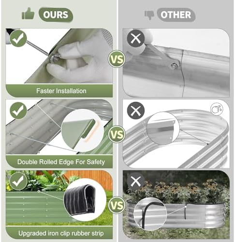 Galvanized Raised Garden Bed Outdoor- 6x2x1.4FT Planter Box, Green - Image 4