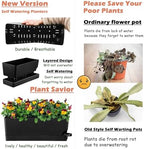 Self Watering Pots for Indoor Plants 17 Inches Window Boxes Planters Rectangular Flower Pots Rectangle Herb Pots Large Plant Pots with Drainage Holes and Saucers Windowsill Planter (4, Black) - Image 7