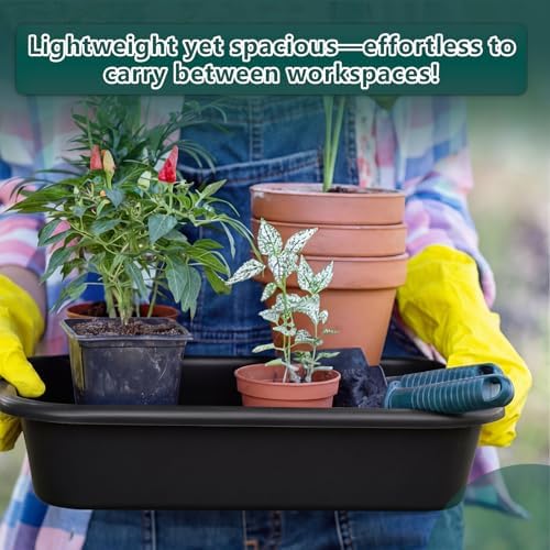 Vesici 3 Pcs Garden Tidy Trays Potting Tray for Seeding Growing, Black - Image 2