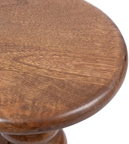 Kate and Laurel Tirollo Modern Round Drink Table, 10 x 10 x 22, Walnut Brown, Living Room Accent Pedestal Table with Turned Base for Use as Indoor Plant Stand - Image 6