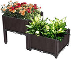 Outvita 2 Sets Raised Garden Bed with Legs, Square Elevated Planter Garden Box with Drainage Plug for Indoor Outdoor Planting Flowers Vegetables Tomato and Herbs(Brown) by Outvita