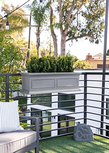 Veradek Brixton Series Plastic Railing Planter - Rectangular Planter for Outdoor Deck/Balcony | Crack-Resistant with Adjustable Rail Attachment | Classic Estate Design for Herbs, Succulents, Flowers - Image 4