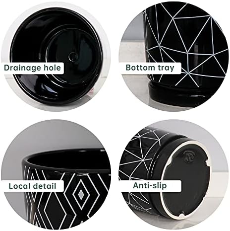 Flower Pots,5.5 Inch Black Ceramic Planters with Drainage Hole Set of 4 - Image 6