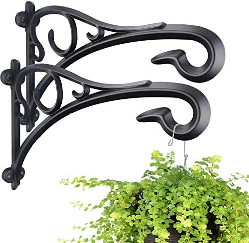 Hanging Plant Bracket,Heavy Duty Artistic Garden Hook (13 Inches/2 Pack) Thicker More Durable Rust-Resistant, for Hanging Bird Feeders,Lanterns,Potted,Outdoor Indoor Brackets Hooks by Flowmist