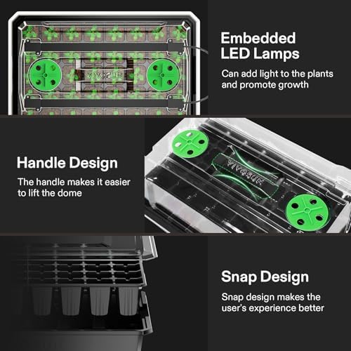 VIVOSUN 1-Pack 40-Cell Seed Starter Trays with 1 Set of LED Lights and 10"x20.75" Seedling Heat Mat and 0.2 Gallon Handheld Garden Pump Sprayer, 27 oz Gallon Lawn & Garden Pressure Water Spray - Image 5