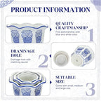 Briwooody Set of 3 Chinoiserie Planters Blue White Ceramic, Classic Style - Image 4