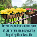 LaLaGreen Railing Planter Box (24 Inch, 2 Pack) Black Metal Rectangular Hanging Planters with Coco Liner, Flower Boxes Brackets for Deck Railings Outdoor Plants Over Rail Fence Balcony Patio Porch - Image 4