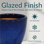 Sunnydaze 8 in. Outdoor Glazed Ceramic Plant Pot - Imperial Blue - Set of 2 - Image 4