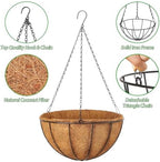 LCHUANG Hanging Baskets Planter for Plants - 4 Pack 12 Inch Metal Baskets with Coco Coir Liner, Hanging Flower Pots for Outside with Chain, Indoor Outdoor Garden Porch Decoration (12'' Pack of 4) - Image 2